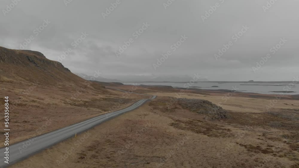 Road through the Icelandic landscape - Drone video Road through the Icelandic landscape - Drone video