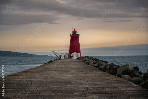  Poolbeg Lighthouse at sunset with the Irish Sea