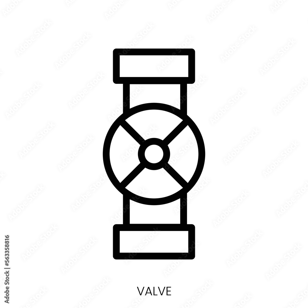 valve icon. Line Art Style Design Isolated On White Background