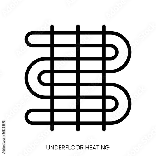 underfloor heating icon. Line Art Style Design Isolated On White Background