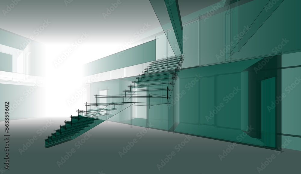 Fototapeta premium Modern house sketch architectural 3d illustration
