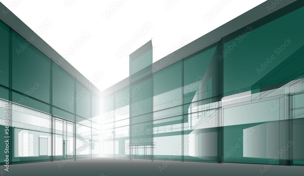 Modern house sketch architectural 3d illustration Modern house sketch architectural 3d illustration