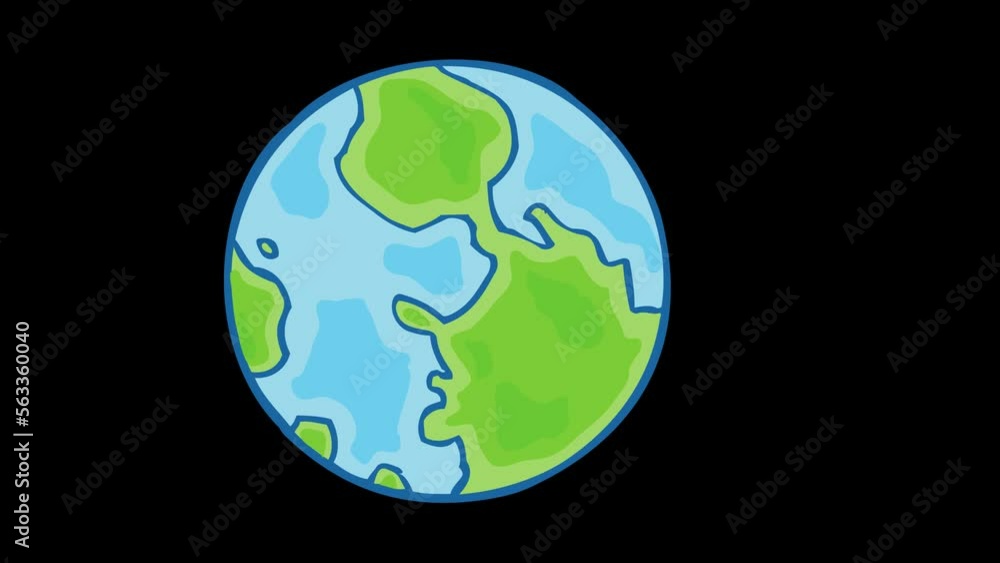 Planet earth cartoon style 4k. The appearance of the earth on a black