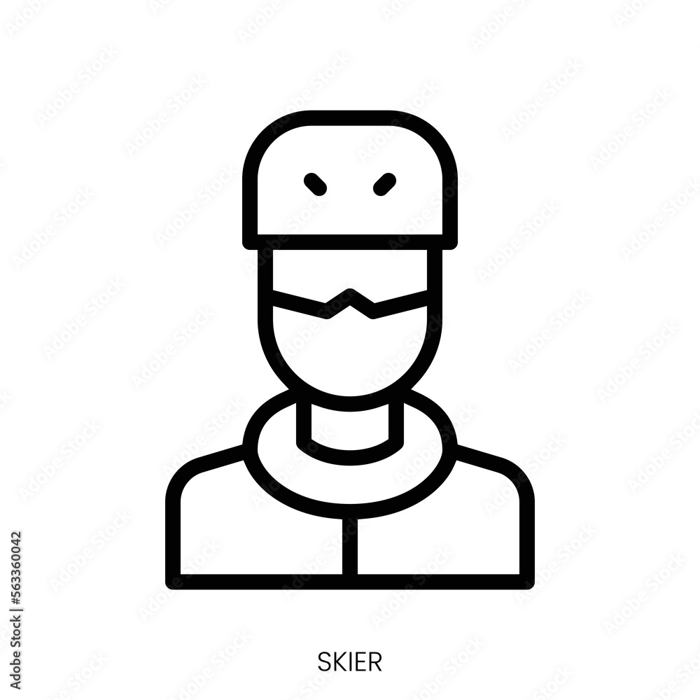 skier icon. Line Art Style Design Isolated On White Background