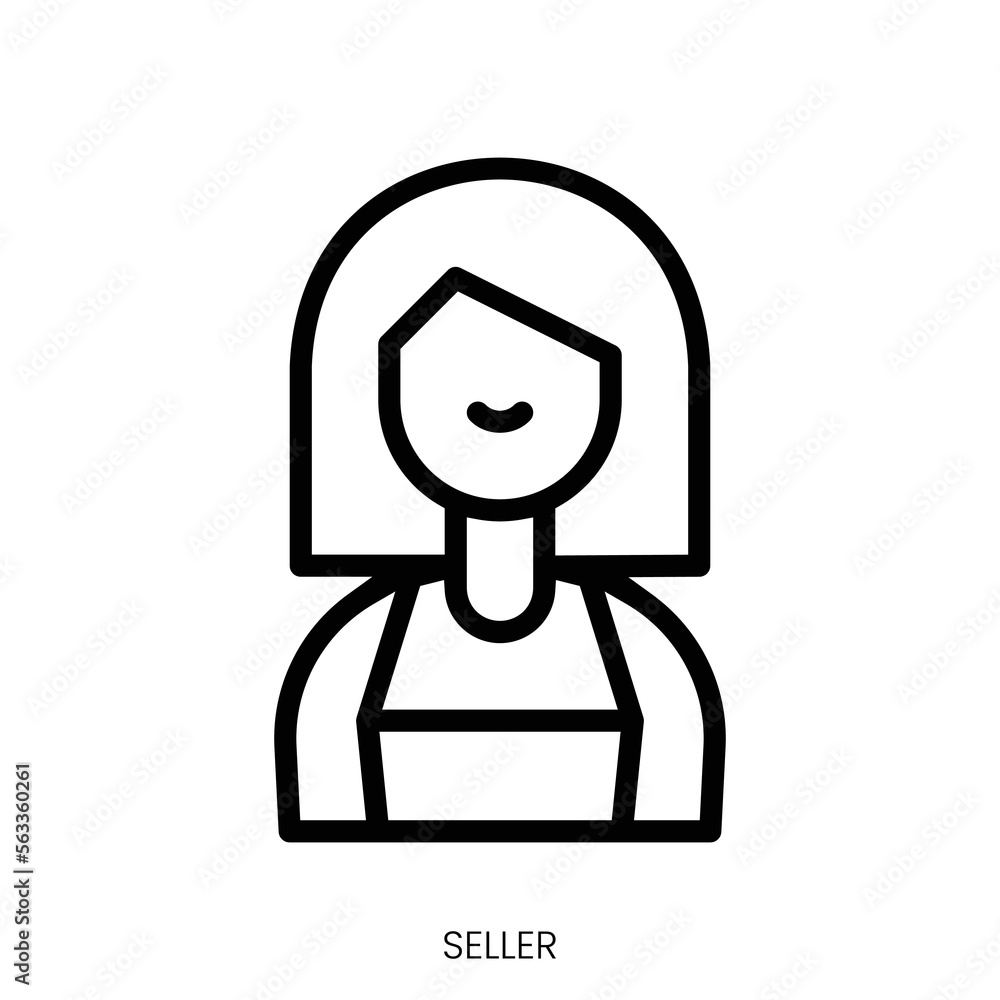 seller icon. Line Art Style Design Isolated On White Background