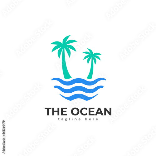 Ocean logo template. Holiday travel logo design. Trip logo. Vector illustration