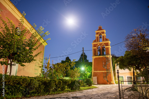 CORFU, GREECE - October 28, 2021:Agioi douloi village in corfu island, Greece