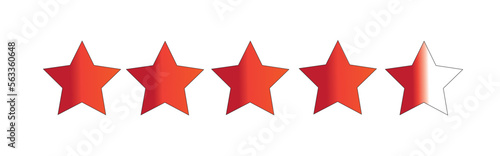 five star rating emblem on white background. Vector illustration of red rating stars