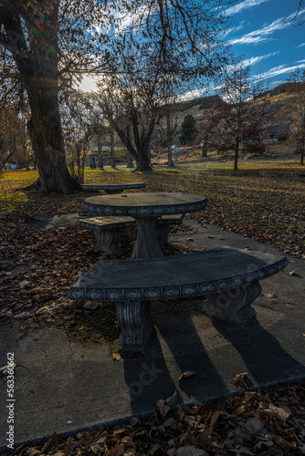 Bench and Table in Basset Park, Washtucna, WA photo