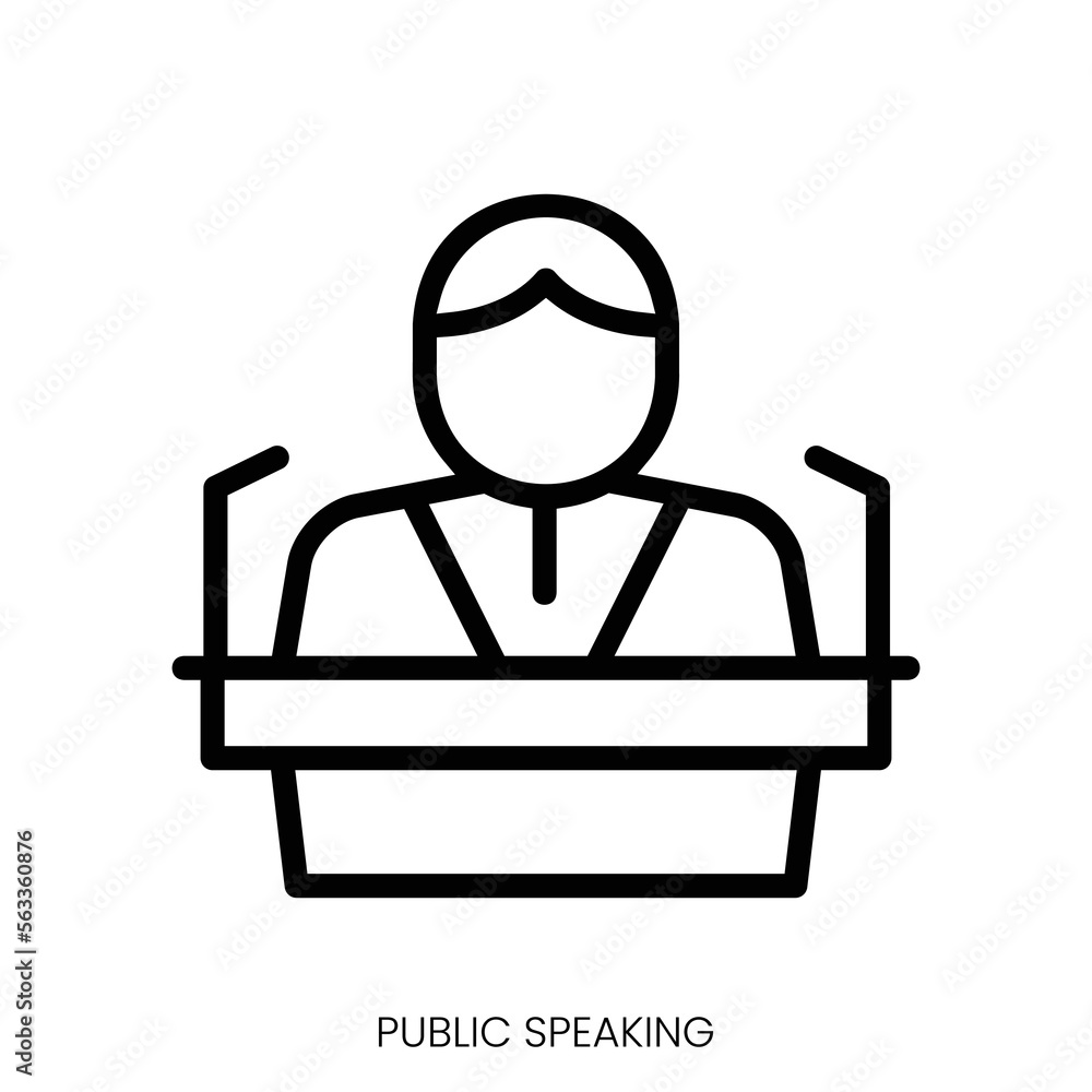 public speaking icon. Line Art Style Design Isolated On White Background