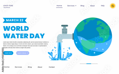 World water day landing page for website and responsive mobile website Every Drop Matters. Saving water