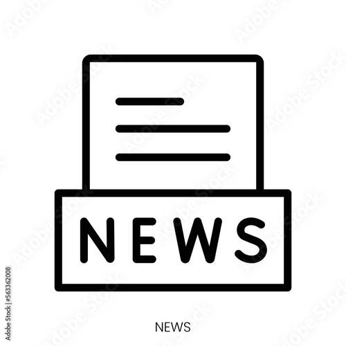 news icon. Line Art Style Design Isolated On White Background