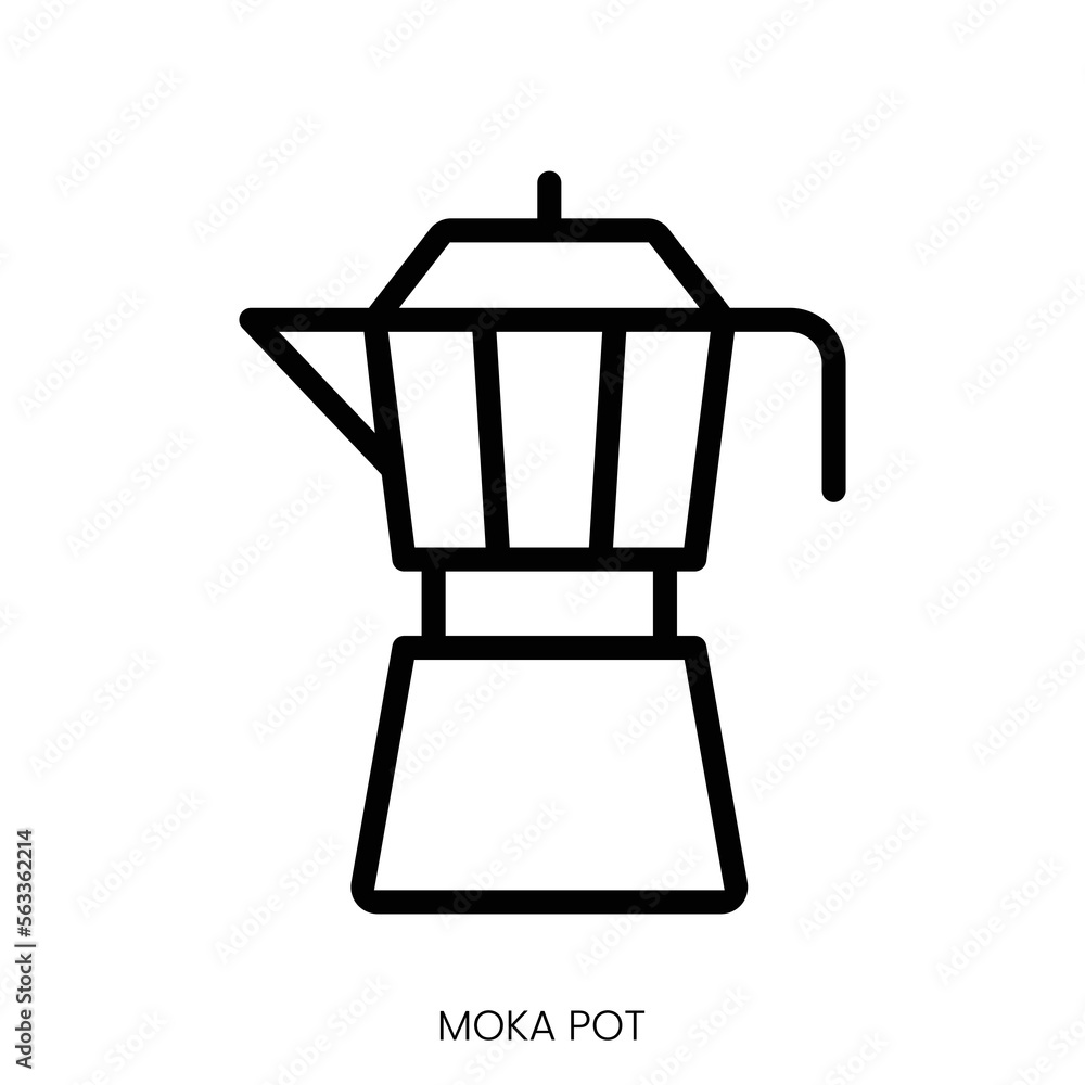moka pot icon. Line Art Style Design Isolated On White Background