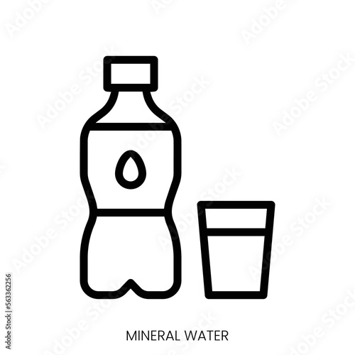 mineral water icon. Line Art Style Design Isolated On White Background