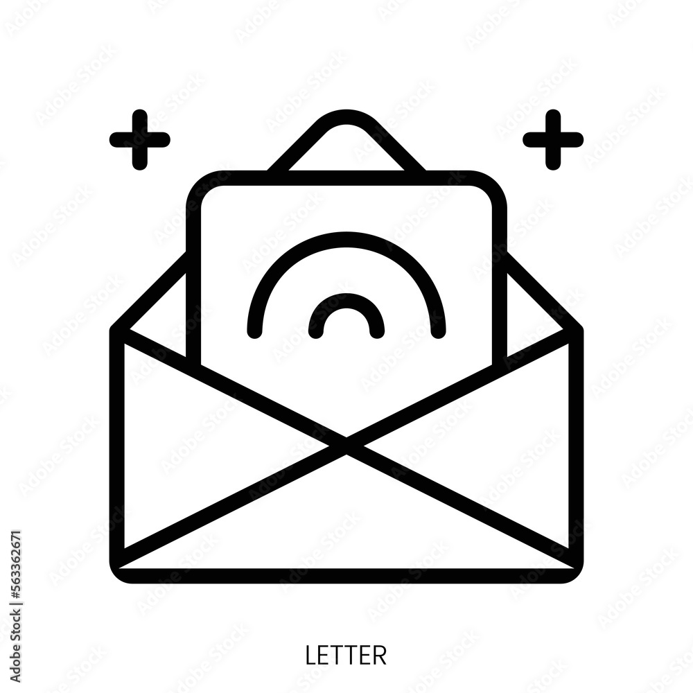 letter icon. Line Art Style Design Isolated On White Background Stock ...