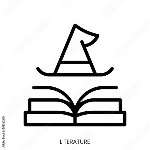 literature icon. Line Art Style Design Isolated On White Background
