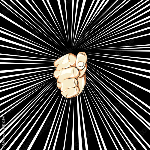 Принти на полотні Fist anime attack and speed effect. Space background.