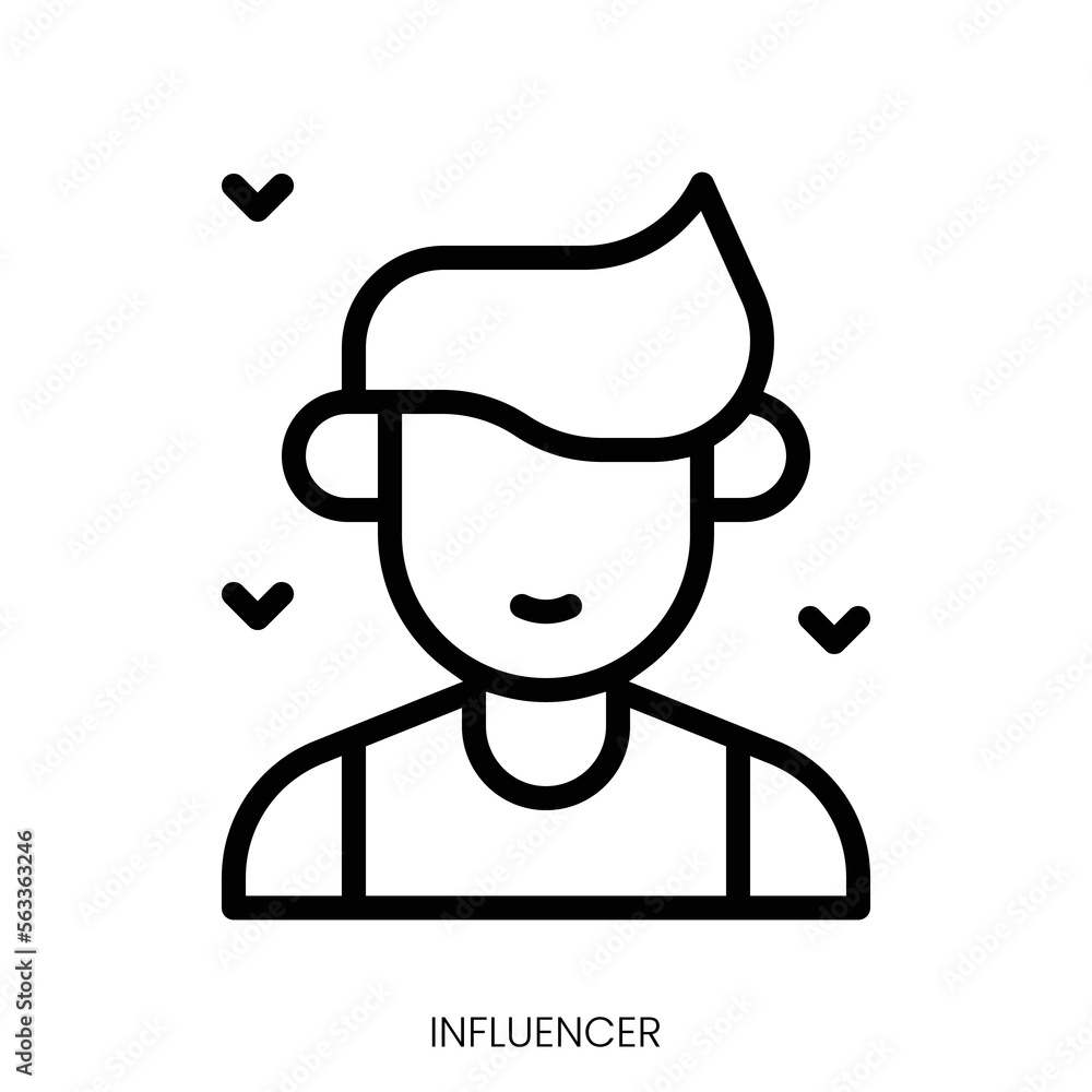 influencer icon. Line Art Style Design Isolated On White Background