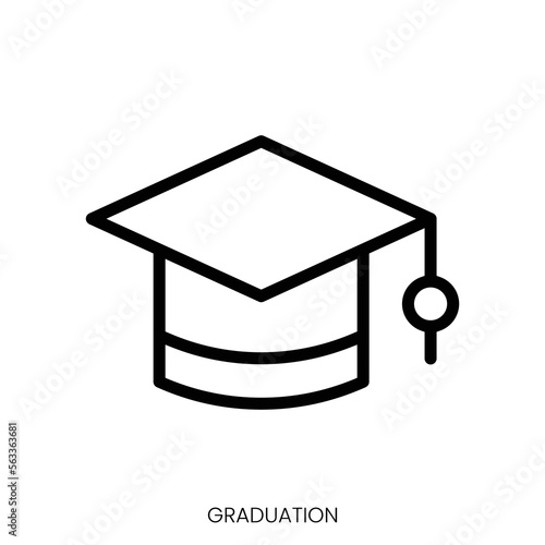 graduation icon. Line Art Style Design Isolated On White Background