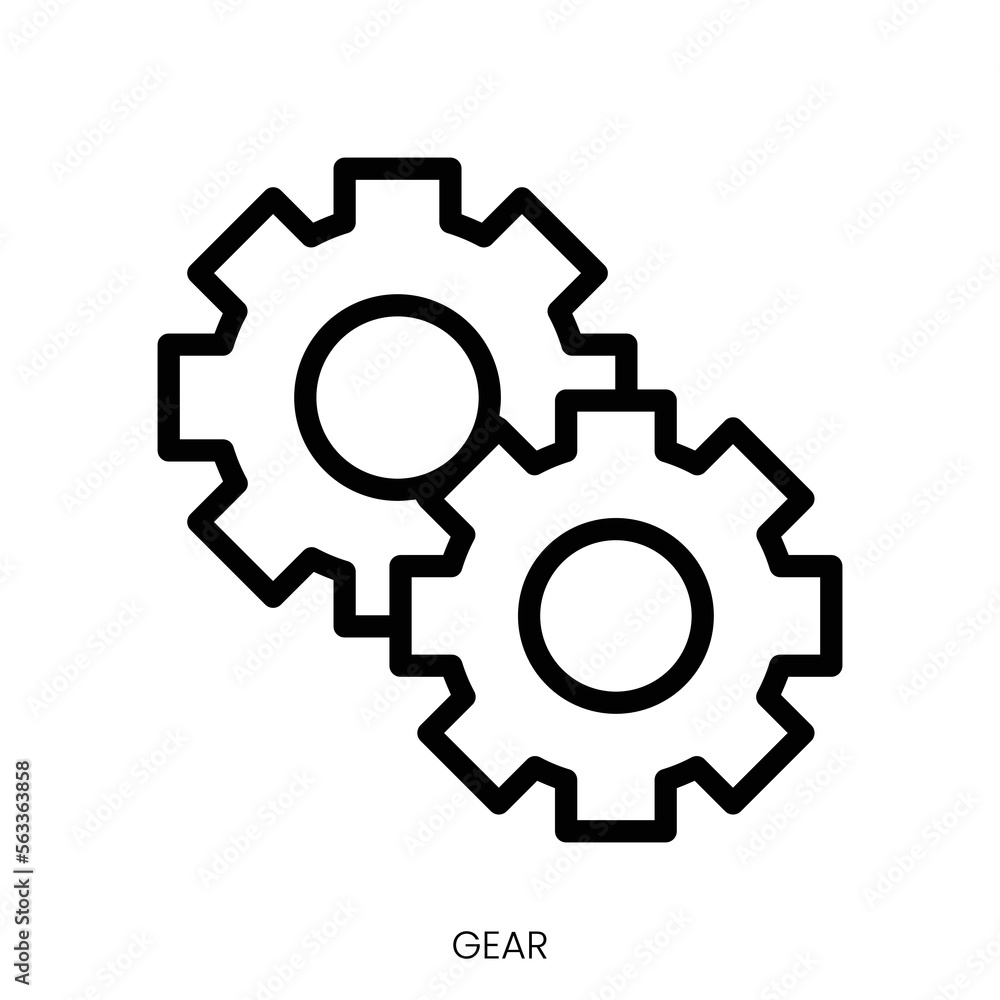 gear icon. Line Art Style Design Isolated On White Background