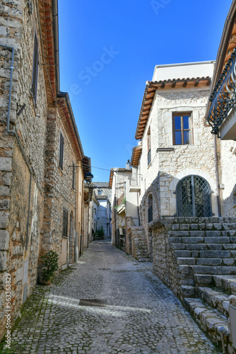 Fototapeta Naklejka Na Ścianę i Meble -  A narrow street in the historic center of Priverno, an old village in Lazio, not far from Rome, Italy.