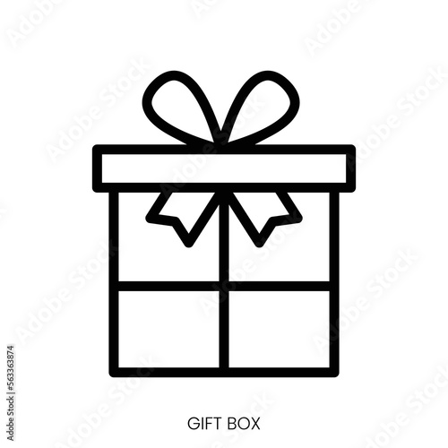 gift box icon. Line Art Style Design Isolated On White Background