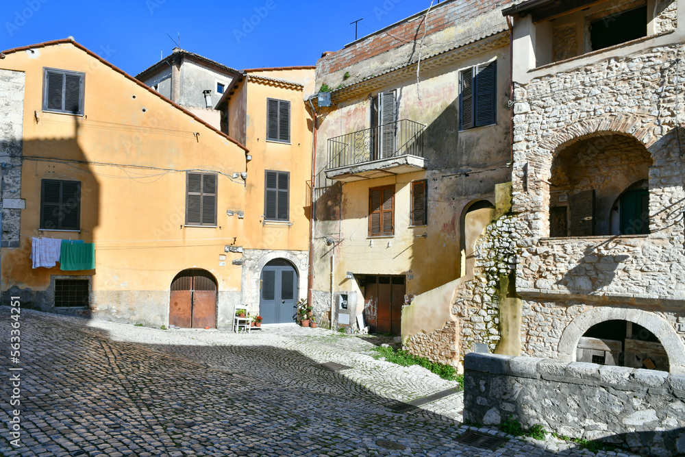 Old houses in the historic center of Priverno, an old village in Lazio, not far from Rome, Italy.