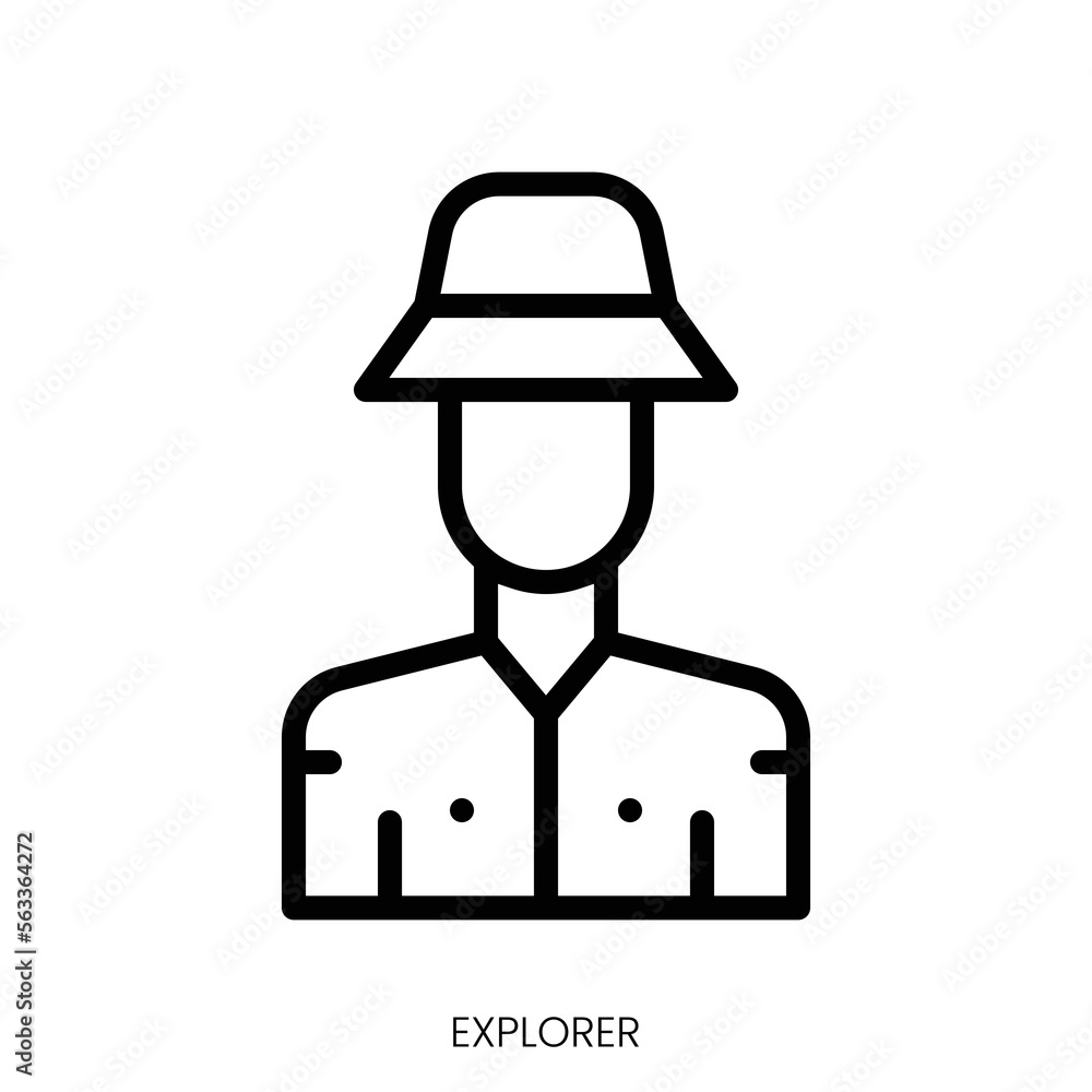 explorer icon. Line Art Style Design Isolated On White Background