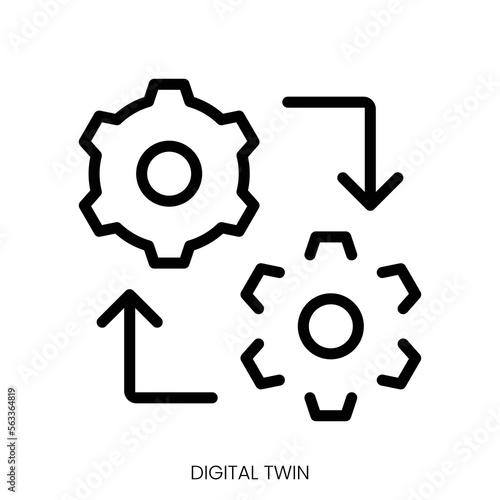 digital twin icon. Line Art Style Design Isolated On White Background