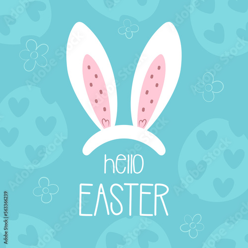 happy easter card with bunny ears mask