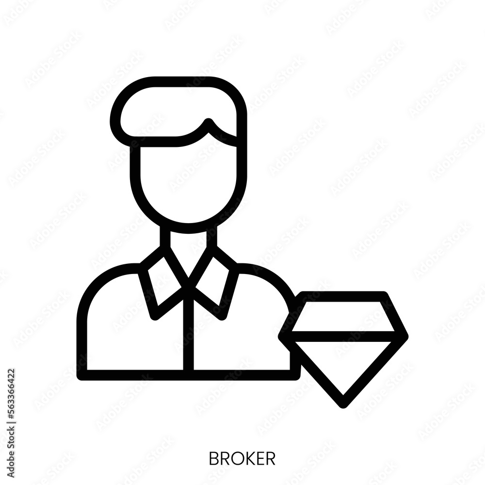 broker icon. Line Art Style Design Isolated On White Background
