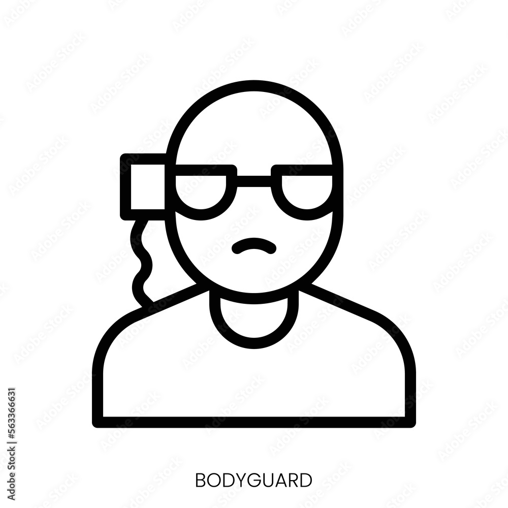 bodyguard icon. Line Art Style Design Isolated On White Background