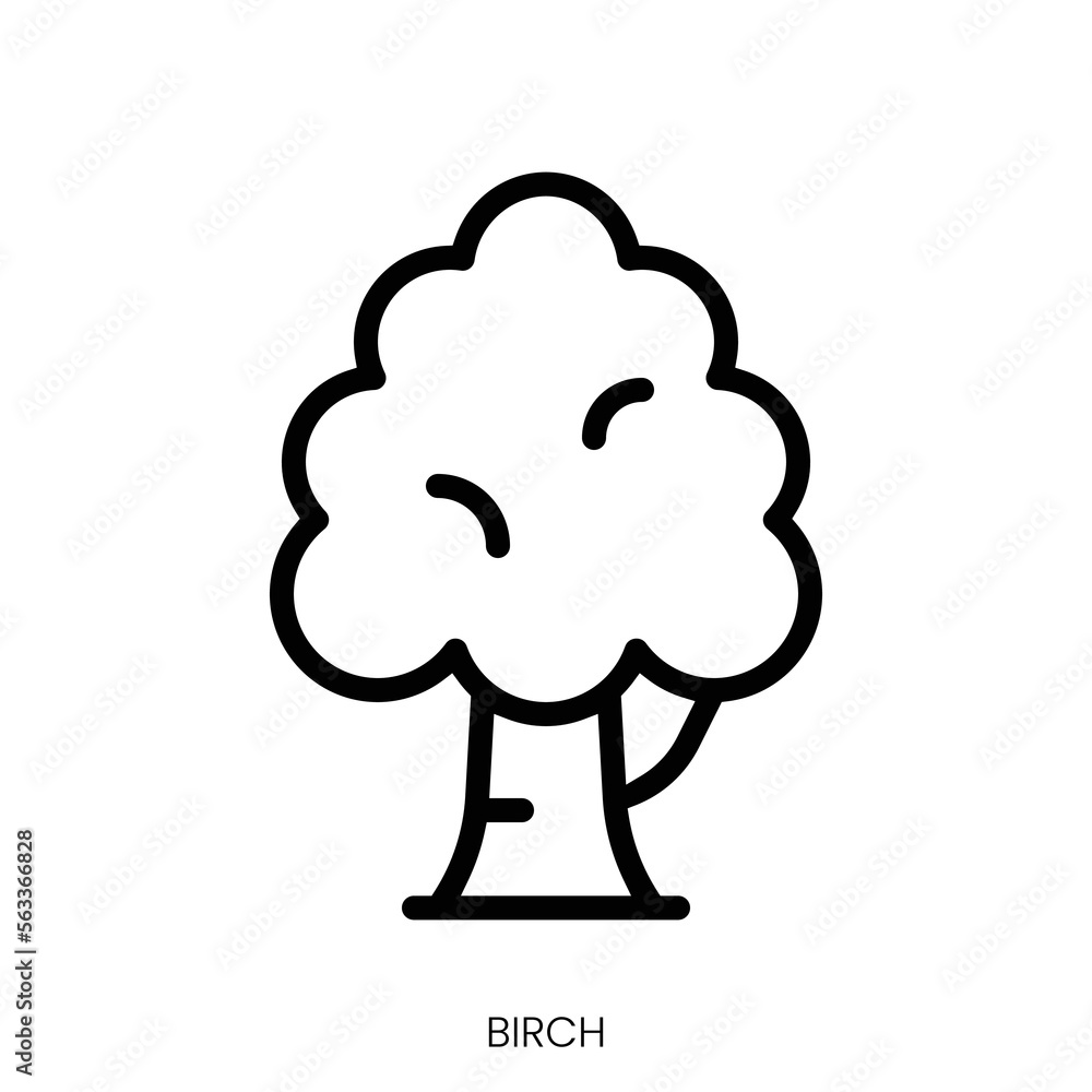 birch icon. Line Art Style Design Isolated On White Background