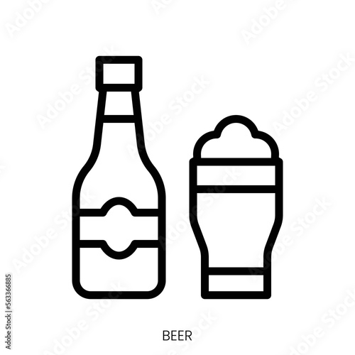 beer icon. Line Art Style Design Isolated On White Background