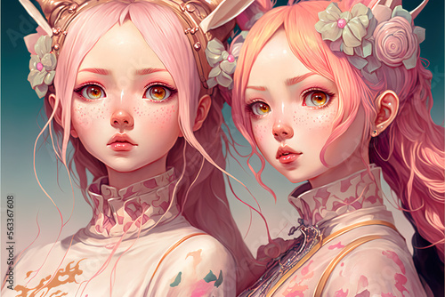 Beautiful Anime-style Decora girl illustration