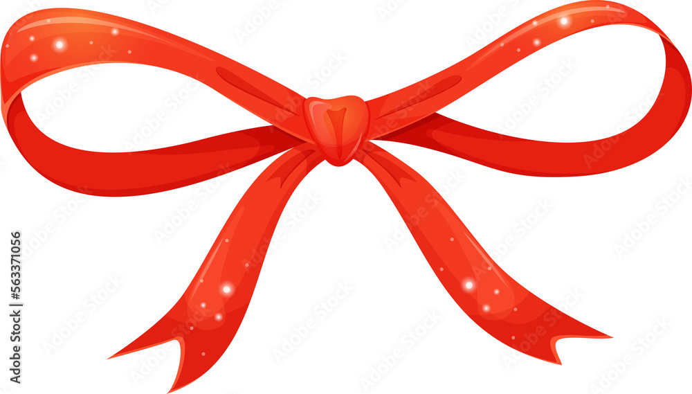 Luxury red thin gift bow in cartoon style. Illustration for design isolated on transparent background. Luxury red thin gift bow in cartoon style. Illustration for design isolated on transparent background.