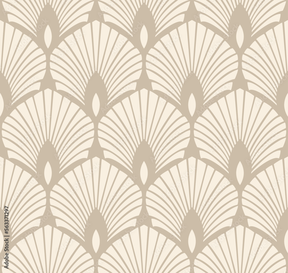 Art Deco beige fan pattern. Ornamental background design. Art Deco beige fan pattern. Ornamental background design.