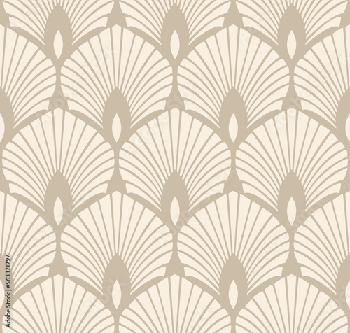 Art Deco beige fan pattern. Ornamental background design.