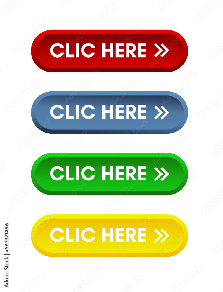 Click here - button, blue, green and yellow Click here - button, blue, green and yellow