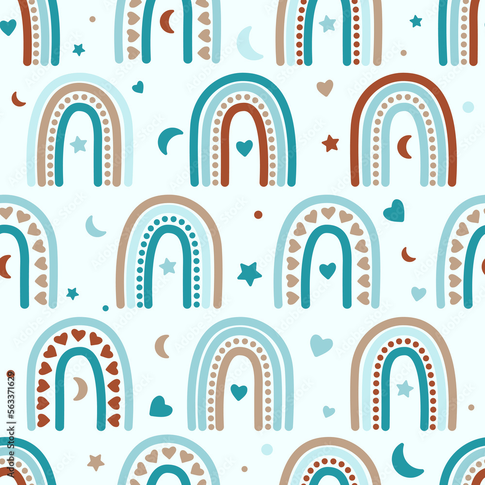 Cute rainbows. Vector design for wallpaper, wrapping, home decor, print on clothes, textiles, baby invitations, greeting cards Cute rainbows. Vector design for wallpaper, wrapping, home decor, print on clothes, textiles, baby invitations, greeting cards