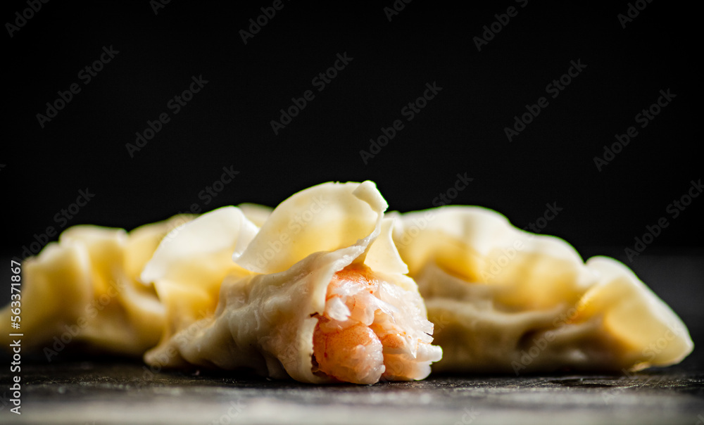 Dumplings gyoza with shrimp on the table. Dumplings gyoza with shrimp on the table.