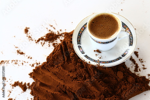 Turkish coffee concept on a white background