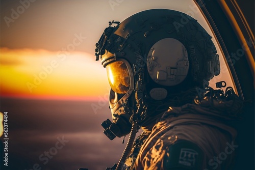 Wallpaper Mural fighter pilot cockpit in the sky, aviator military mission, Generative Ai Torontodigital.ca