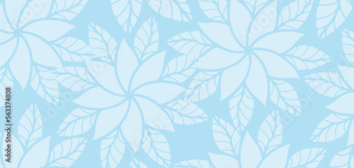 Abstract vector background in blue shades with floral print