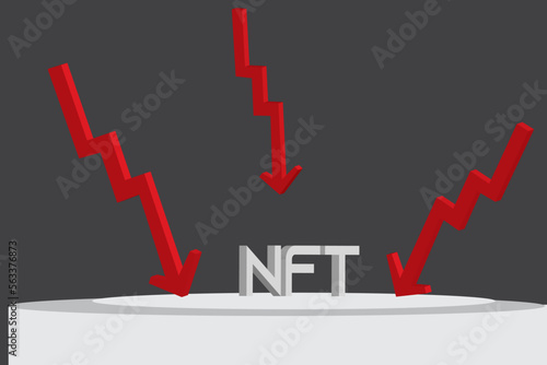 3D NFT sales going down Non-fungible token 3d graph
vector