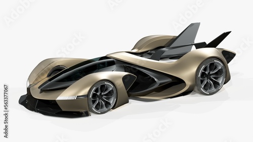 3D rendering of a brand-less generic concept car