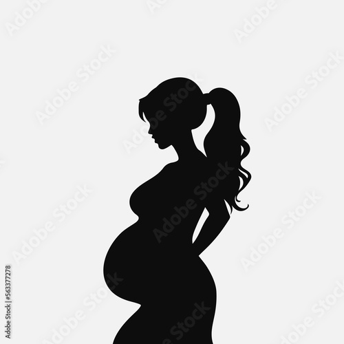 Pregnant woman black silhouette. Vector illustration
