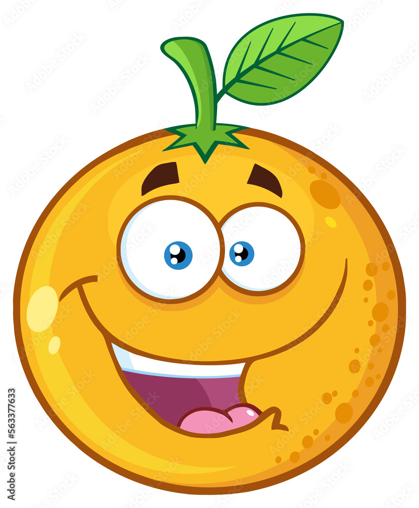 Happy Orange Fruit Cartoon Mascot Character. Hand Drawn Illustration Isolated On Transparent Background Happy Orange Fruit Cartoon Mascot Character. Hand Drawn Illustration Isolated On Transparent Background