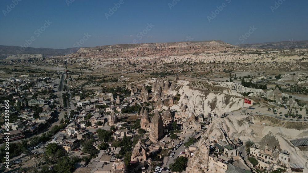 The delightful nature of Cappadocia. Mountains and desert. The view from the drone.