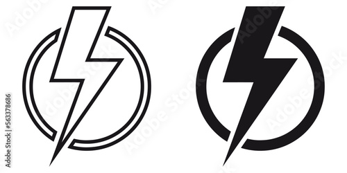 ofvs309 OutlineFilledVectorSign ofvs - lightning bolt vector icon . flash sign . thunderbolt circle . isolated transparent . black outline and filled version . AI 10 / EPS 10 / PNG . g11649
